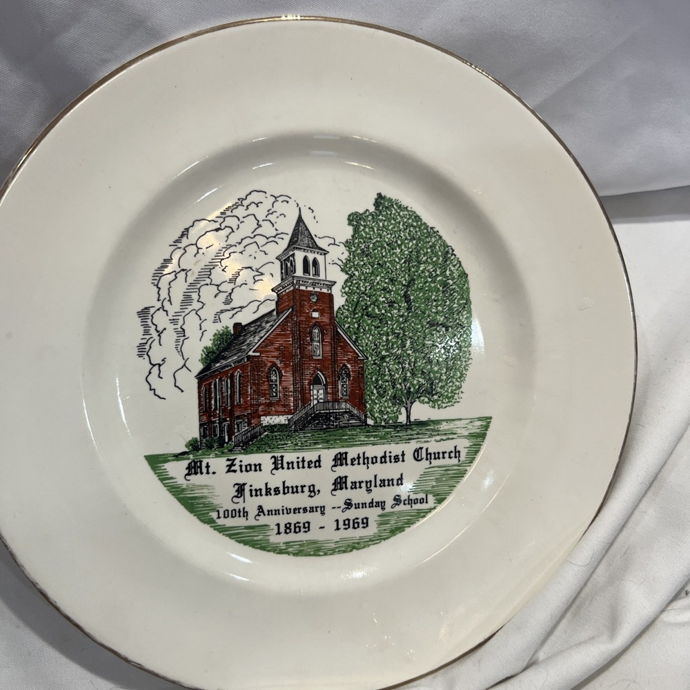 Mt Zion United Methodist church Finksburg Maryland Plate 100th 1869-1969 Sunda